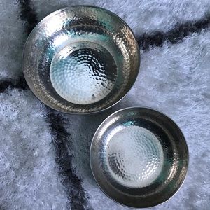 Set of silver hammered bowls